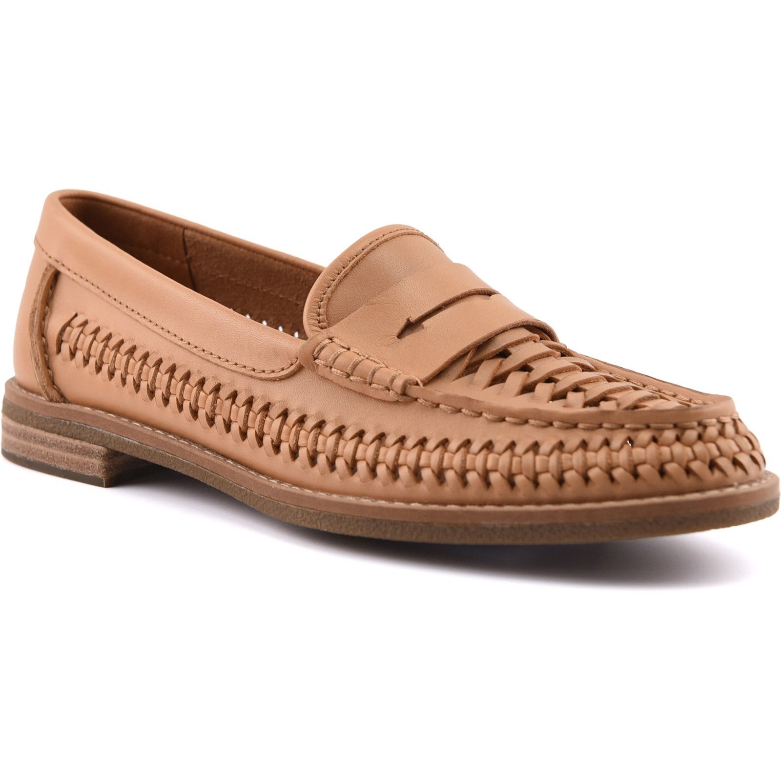 Woven Seaport Penny Mocassin Tan
